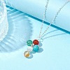 Natural & Synthetic Mixed Gemstone Cross Pendant Necklace with Copper Chains NJEW-JN04446-02-2