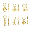 Ocean Theme Brass Huggie Hoop Earring EJEW-SZ0001-21G-1