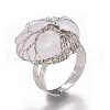 Adjustable Natural Quartz Crystal Finger Rings RJEW-L090-B04-4