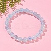 Natural Aquamarine Round Bead Stretch Bracelets for Men Women BJEW-U034-01C-05-2