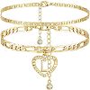 2Pcs Heart 201 Stainless Steel with Rhinestone Anklets FS-WG32213-12-1