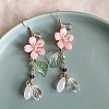 Flower with Teardrop Alloy Resin Dangle Earrings FS-WG8E2A2-01-1