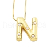 Brass & Plastic Pearl Letter Pendant Box Chain Necklaces for Women NJEW-U017-01G-14-1