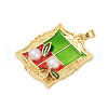 Brass Enamel Pendants KK-U068-12B-03G-2