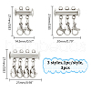 3Pcs 3 Styles 304 Stainless Steel Slide Lock Clasps FIND-UN00011-3