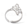 Non-Tarnish Heart with Sailor's Knot 304 Stainless Steel Hollow Open Cuff Ring for Women RJEW-E073-02P-3