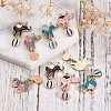 32Pcs 4 Colors Zinc Alloy Enamel Pendants ENAM-TA0001-25-4