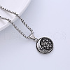Stainless Steel Flat Round with Moon Star Pendant Necklaces for Women HV8965-2