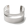 Stainless Steel Hollow Striped Open Cuff Bangles for Women BJEW-G719-06P-2