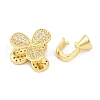 Brass Micro Pave Clear Cubic Zirconia Fold Over Clasps KK-M311-07G-2