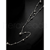304 Stainless Steel Ball Chain Long Tassel Y Necklaces for Women FS-WG75565-02-1