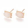 Natural White Jade Stud Earrings EJEW-N057-01H-1