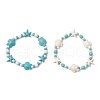 2Pcs Starfish & Turtle Synthetic Turquoise Beads Stretch Bracelets for Women BJEW-JB11921-2