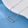 925 Sterling Silver Micro Pave Clear Cubic Zirconia Rectangle Pendant Necklaces for Women NJEW-D316-02P-3