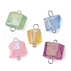 Electroplated Natural Quartz Beads Connector Charms PALLOY-JF02457-02-1