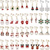 ANATTASOUL 20Pairs 20 Styles Christmas Tree & Bell & Deer & Snowman Enamel Dangle Clip-on Earrings EJEW-AN0003-39-1