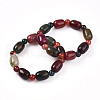 Natural Agate Bead Stretch Bracelets G-P570-01F-4