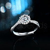 Rhodium Plated 925 Sterling Silver Pave 5.2x3.1mm Moissanite Finger Rings for Women WG3CEB4-01-2