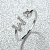 Brass Micro Pave Cubic Zirconia Cuff Rings for Women FS-WGA4C54-49-1