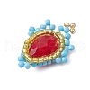 Glass Seed Beaded Teardrop Pendants PALLOY-MZ00540-02-4