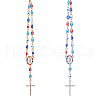 DICOSMETIC 2Pcs 2 Colors Alloy Rhinestone Cross Charm Bracleet with Colorful Resin Evil Eye Beaded Chains BJEW-DC0001-07-1