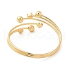 Rack Plating Brass Heart with Round Open Cuff Bangle for Women BJEW-M298-07G-2
