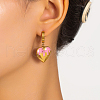 Stainless Steel Enamel Heart Hoop Earrings JM4431-4