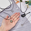 FIBLOOM 4Pcs 4 Style Star & Guitar Natural Dalmatian Jasper & Alloy Pendant Necklaces Set with Waxed Polyester Cords NJEW-FI0001-16-3