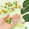 SOFPLATE 50Pcs 5 Colors Round Food Grade Eco-Friendly Silicone Focal Beads SIL-SP0001-03-3