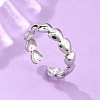 Non-Tarnish 304 Stainless Steel Heart Wrap Open Cuff Ring for Women RJEW-C045-18P-1