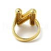 Letter Brass Micro Pave Clear Cubic Zirconia Open Cuff Ring for Women RJEW-N046-03N-G-3
