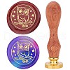 Brass Wax Seal Stamps with Wood Handle AJEW-WH0412-0101-1