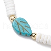 Natutal White Sea Shell Disc Beaded Stretch Bracelets BJEW-JB10551-01-3
