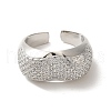 Brass Pave Cubic Zirconia  Open Cuff Rings for Women RJEW-M169-05P-1