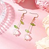 Flower Glass Dangle Earrings EJEW-JE06445-01-1