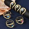 Brass Micro Pave Cubic Zirconia Cuff Rings for Women RJEW-L113-042G-1
