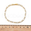 Brass Pave Clear Cubic Zirconia Rectangle & Flat Round Link Bracelets BJEW-YWC0002-02G-5