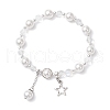 Shell Pearl & Glass Round Beaded Bracelets BJEW-JB11857-01-2