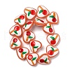 Handmade Lampwork Enamel Beads Heart with Cherry LAMP-V001-06B-2
