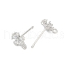 Brass Micro Pave Clear Cubic Zirconia Stud Earring Findings KK-Z099-02P-01-2