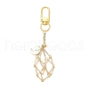 Brass Macrame Pouch Empty Stone Holder Pendant Decoration HJEW-JM03304-02-2