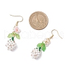 Flower 304 Stainless Steel Glass Seed Beads Dangle Earrings EJEW-MZ00470-04-4
