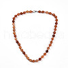 8mm Faceted Round Natural Red Aventurine Beaded Necklaces NJEW-F327-01A-04-01-1
