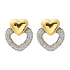 Brass Micro Pave Clear Cubic Zirconia Stud Earrings EJEW-F359-03G-02-2