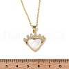 Brass Micro Pave Clear Cubic Zirconia & Natural White Shell Crown Heart Pendant Necklaces for Women NJEW-R027-02G-5