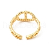 Rack Plating Brass Hollow Out Oval Open Cuff Ring for Women RJEW-D076-04G-2