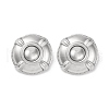 304 Stainless Steel Flat Round Stud Earrings EJEW-K295-17P-1