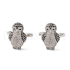Penguin Clear & Black Cubic Zirconia Cuff Ring RJEW-M146-05P-4