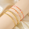 4Pcs 4 Styles Glass Seed Cylinder Beads Stretch Bracelet & Brass Round Beads Stretch Bracelet Set BP7471-4-1