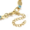 304 Stainless Steel Aquamarine Rhinestone Link Chain Bracelets for Women BJEW-G712-13C-03-3